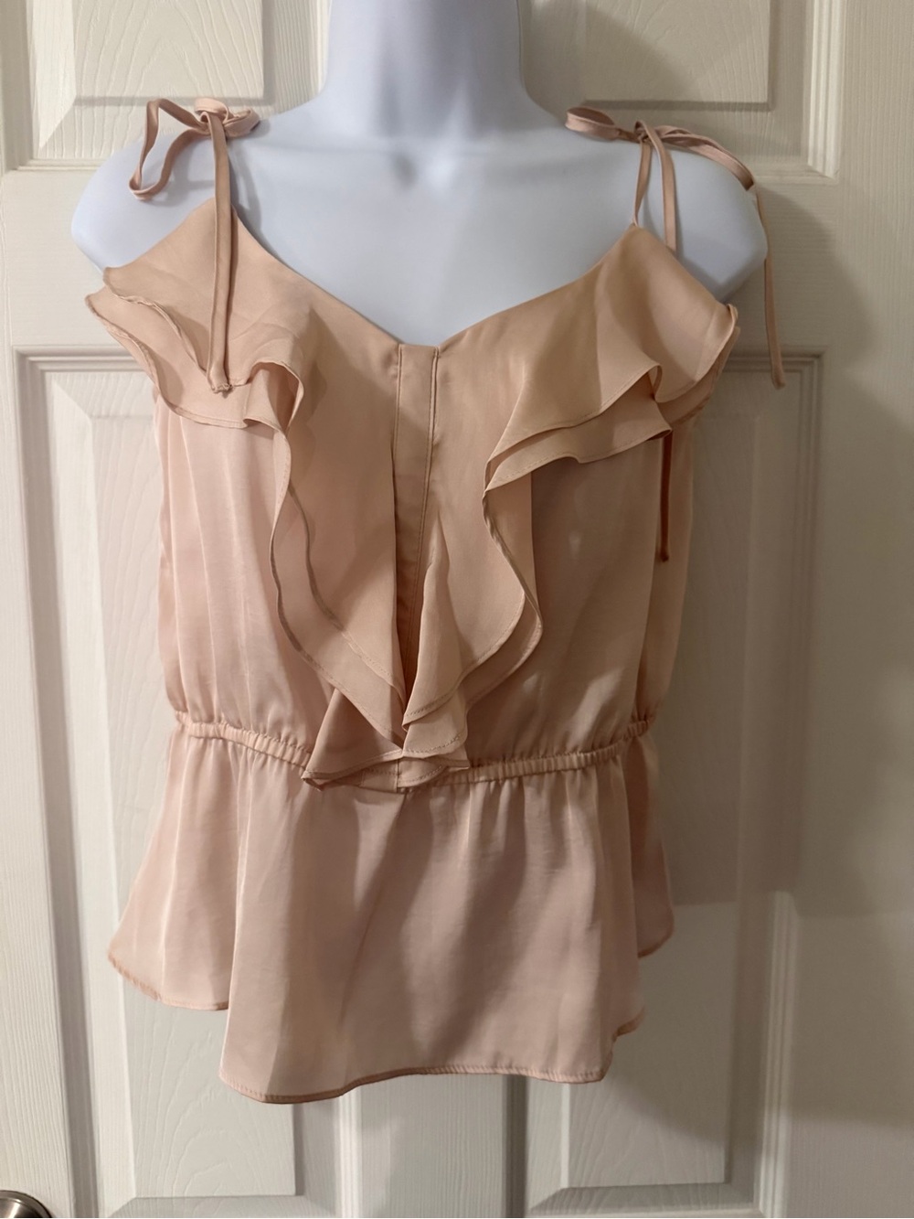 H&M Blush Pink Ruffle Tie-Shoulder Camisole